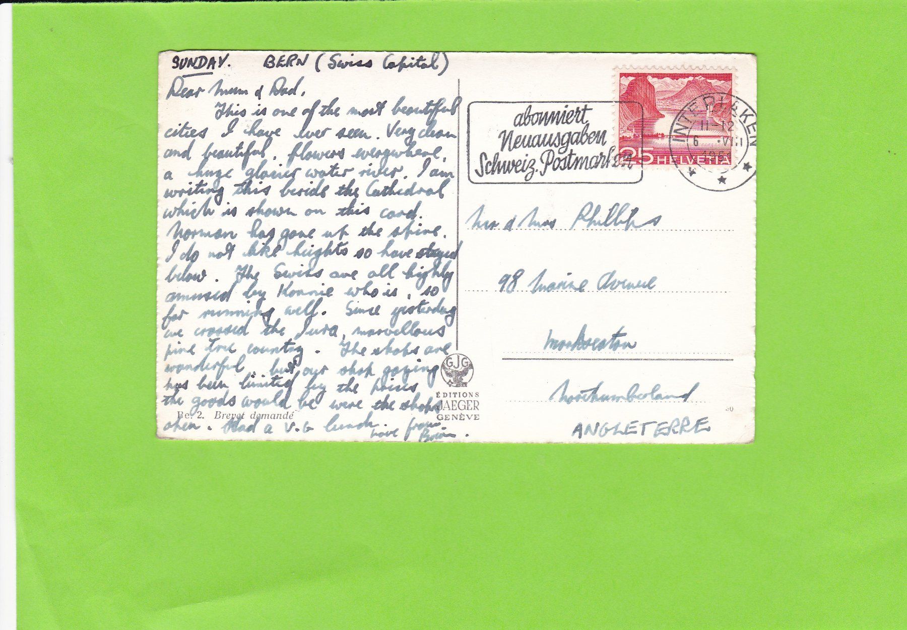 Cartoline postali: Bern-Switzerland – Usato da St. Peterzell venduto da neckertal 1