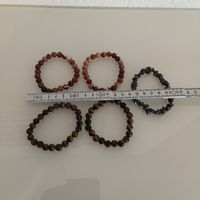 5er Set Edelstein Armbänder: Tigerauge, Hämatit, Top