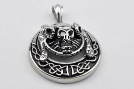 Anhänger Horned Skull Edelstahl 49mm E316L Edelstahl, polier
