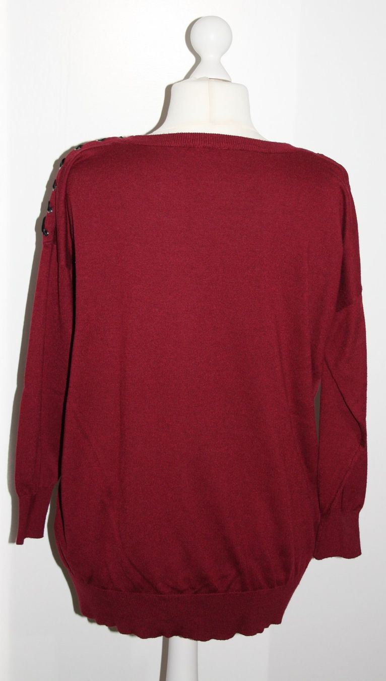 Maglioni & Felpe: Pullover weinrot mit schwarzen Satinbändern Gr. XL – Difettoso da Flüelen venduto da Diversicum-Textil 1