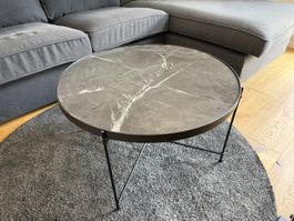 Modernen Couchtisch rund – Marmoroptik & Metallgestell