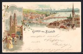 Litho Zürich, Grossmünster, Gesamtansi