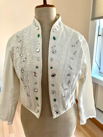 Mit Strass-Steinen Handbestickte edle Jacke, 100% Baumwolle