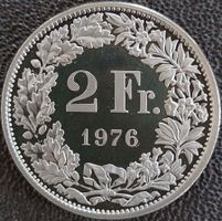 2 Franken 1976 pp / aus Münzsatz / in einer Münzkapsel