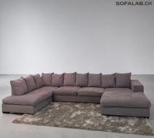 (Gratis Lieferung) U-Sofa Grau Alcantara