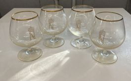 4er Set Vintage Cognacgläser Napoleon – Kristall mit Goldran