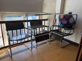 Freischwinger Leder Grau (Mart Stam? Thonet?) 5 Stk.