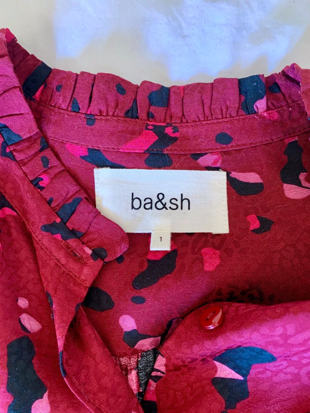 Ba&Sh Camicette: Blouse ba&sh imprimé terrazzo bordeaux – Usato da Geneve venduto da Salomevergne 2
