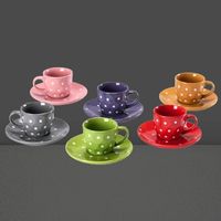 ☕Espresso Tassen Set 12tlg Kaffeetassen Punkte Bunt NEU🍽️