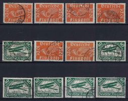Flugpost Deutsches Reich 1919 gute +saubere Werte gest.