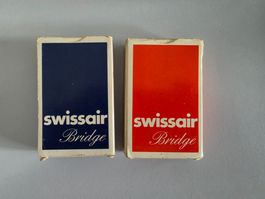 Vintage Swissair Jasskarten - 2 Sets rot & blau - Retro