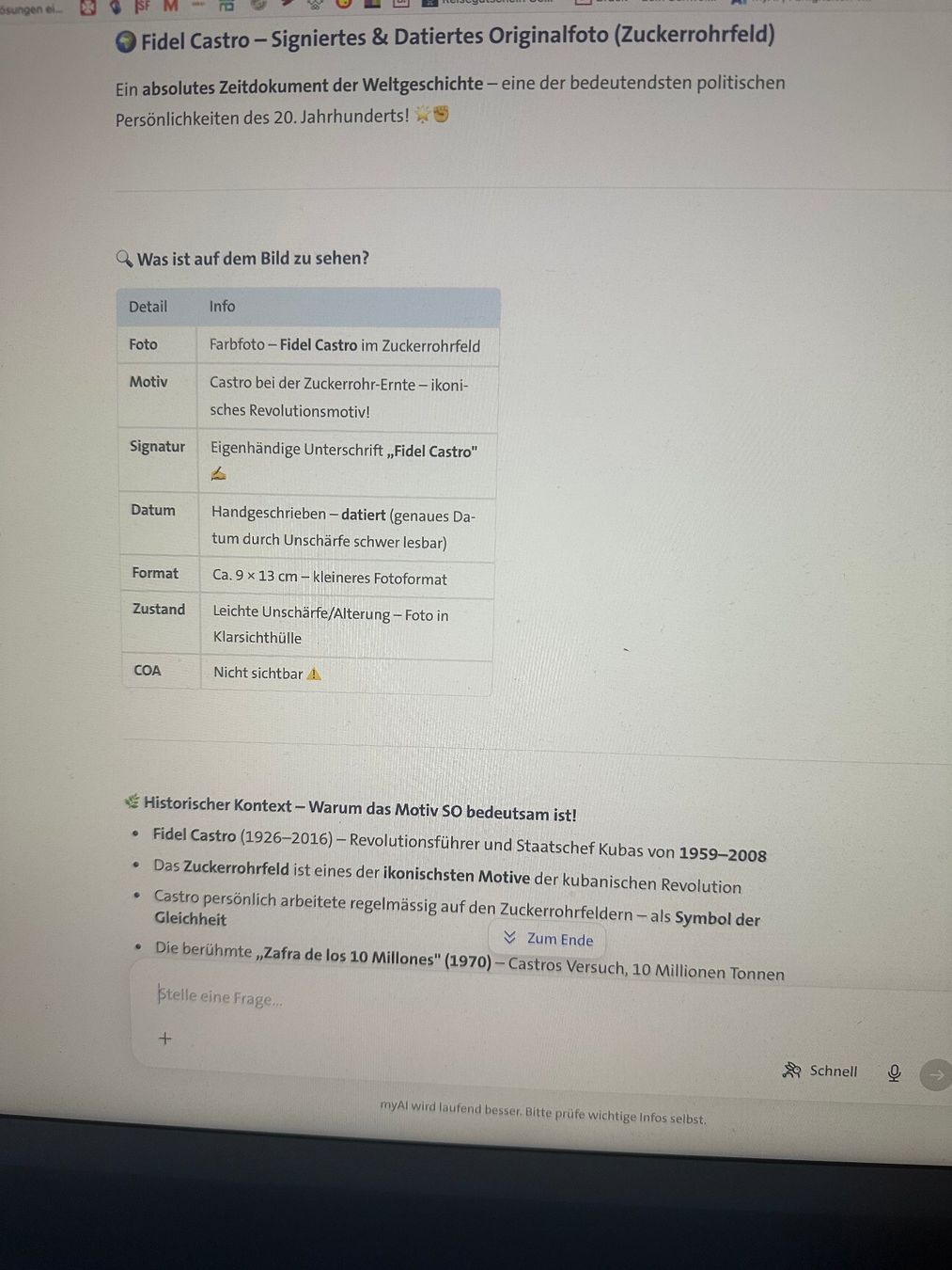Autogramme: Originalautogramm von Fidel Castro – Gebraucht aus rafz von Ttt0071 1