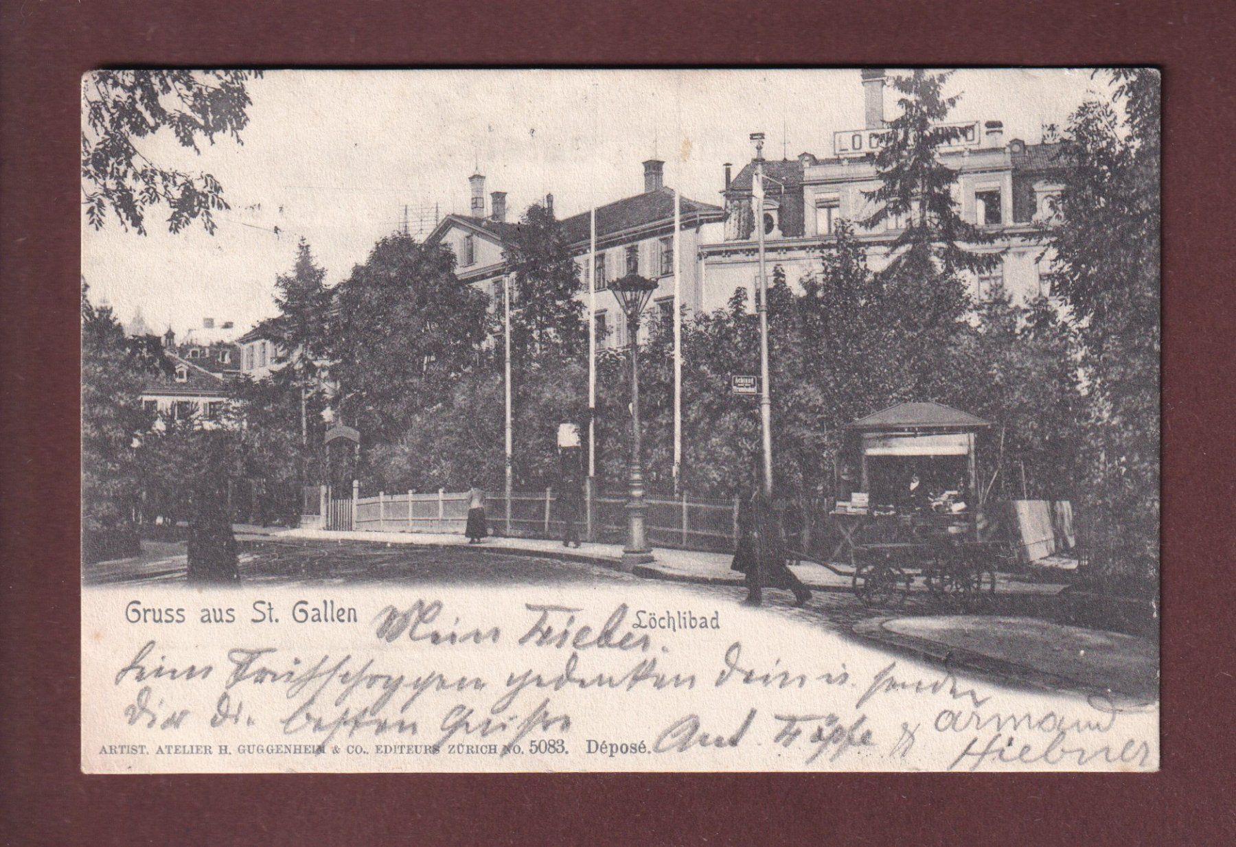Cartoline postali: ST. GALLEN - Löchlibad - 1901 – Usato da Pully venduto da nicecards
