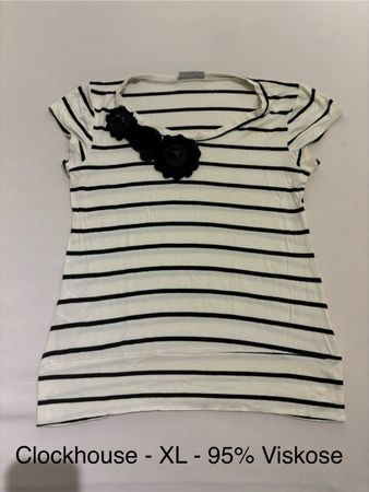 Clockhouse Shirt, gestreift, Blumenapplikation, Gr. XL