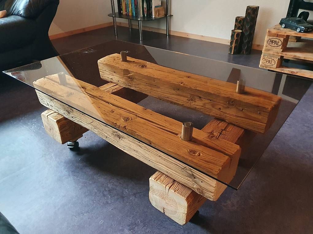 Tische: Salontisch Coutschtisch Rauchglas Altholz – Gebraucht aus Unterlangenegg von Stouni69 2