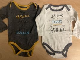 2 Baby Bodys Cadet Rousselle neu langarm Gr.3 Monate