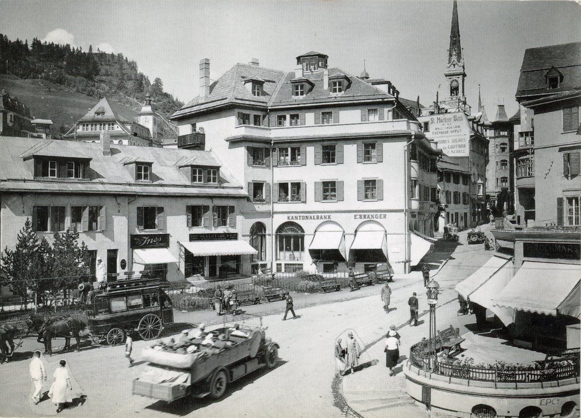 Ansichtskarten: St. Moritz  GR  -   Postauto und Pferdekutsche – Gebraucht aus Brig von Valcards54