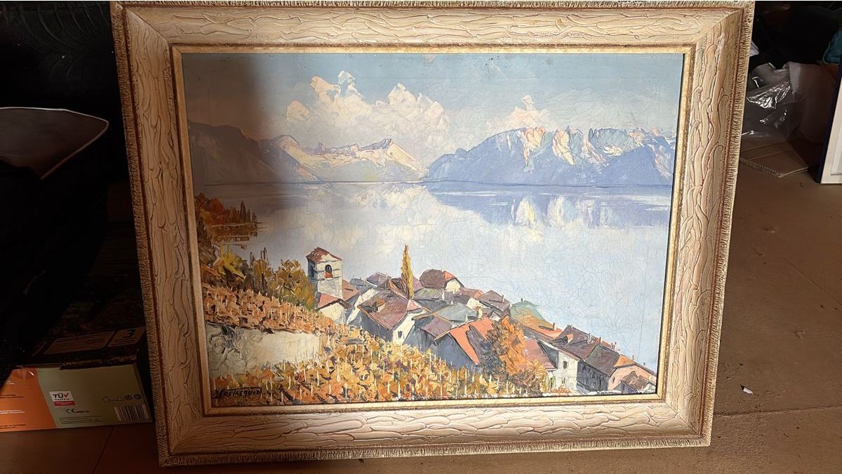 Dipinti: Ölgemälde Herbstliche Landschaft mit Kirche, gerahmt – Usato da Tschugg venduto da Merlin2025