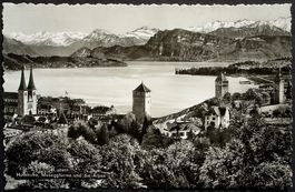 LUZERN Hofkirche, Museggtürme und die Alpen