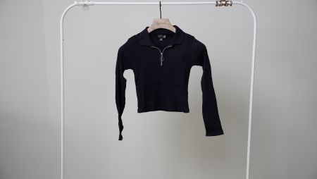 Topshop Petite Schwarz Shirt Longsleeve Damen Zipper