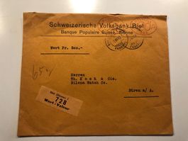 SIEGEL Wertbrief FREISTEMPEL an Silena Watch 1929 !!!