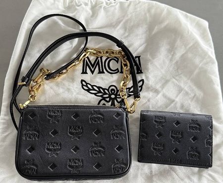 MCM  Handtasche "Aren" schwarz und "Aren" PORTEMONNAIE