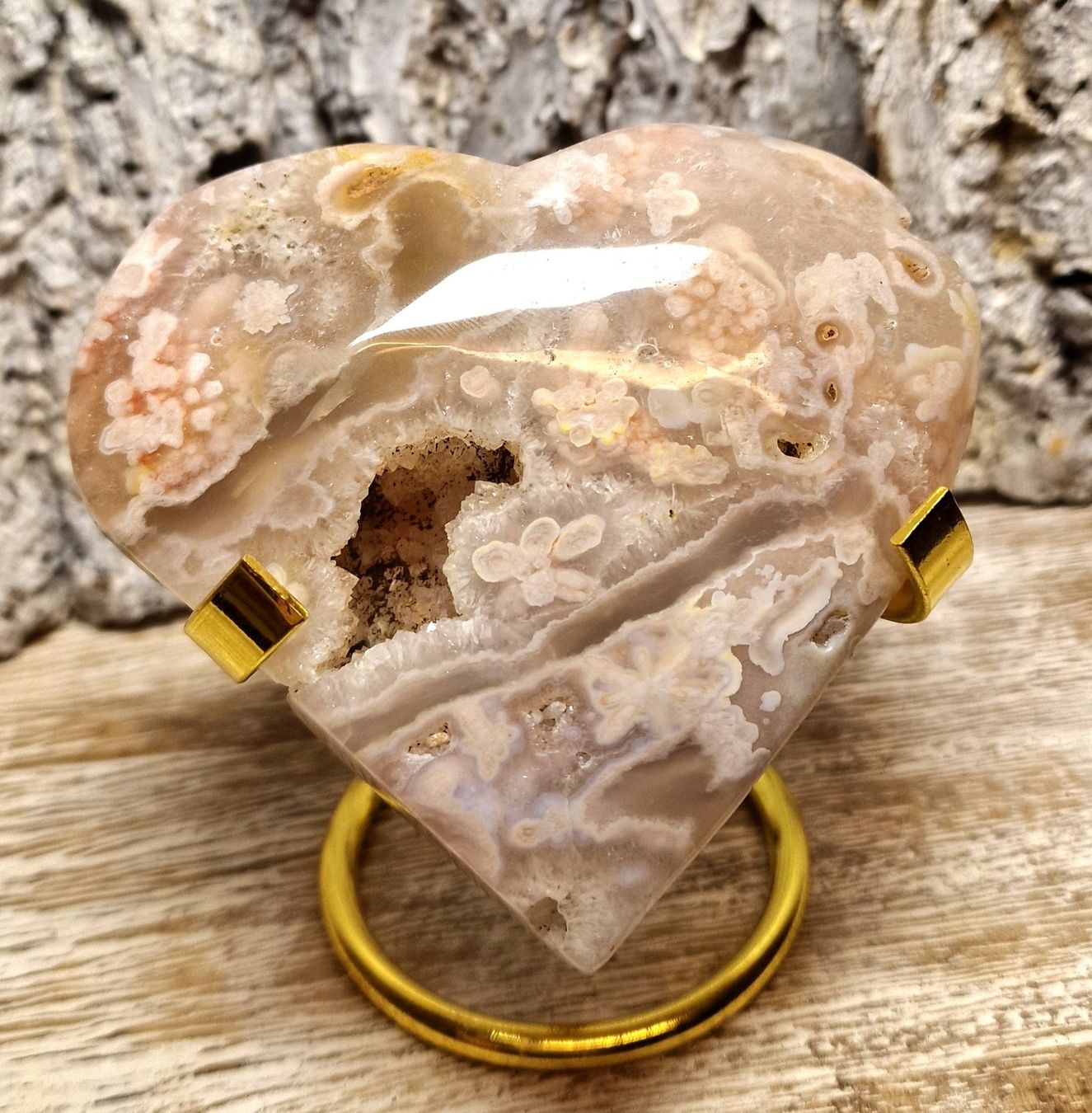 Minerali & Pietre curative: Hübsches Blumenachat Herz 265g – Nuovo (secondo la descrizione) da Matzingen venduto da Shay_Crystalz
