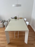 Weisser Esstisch mit Glasplatte 180 × 90 × 75 cm