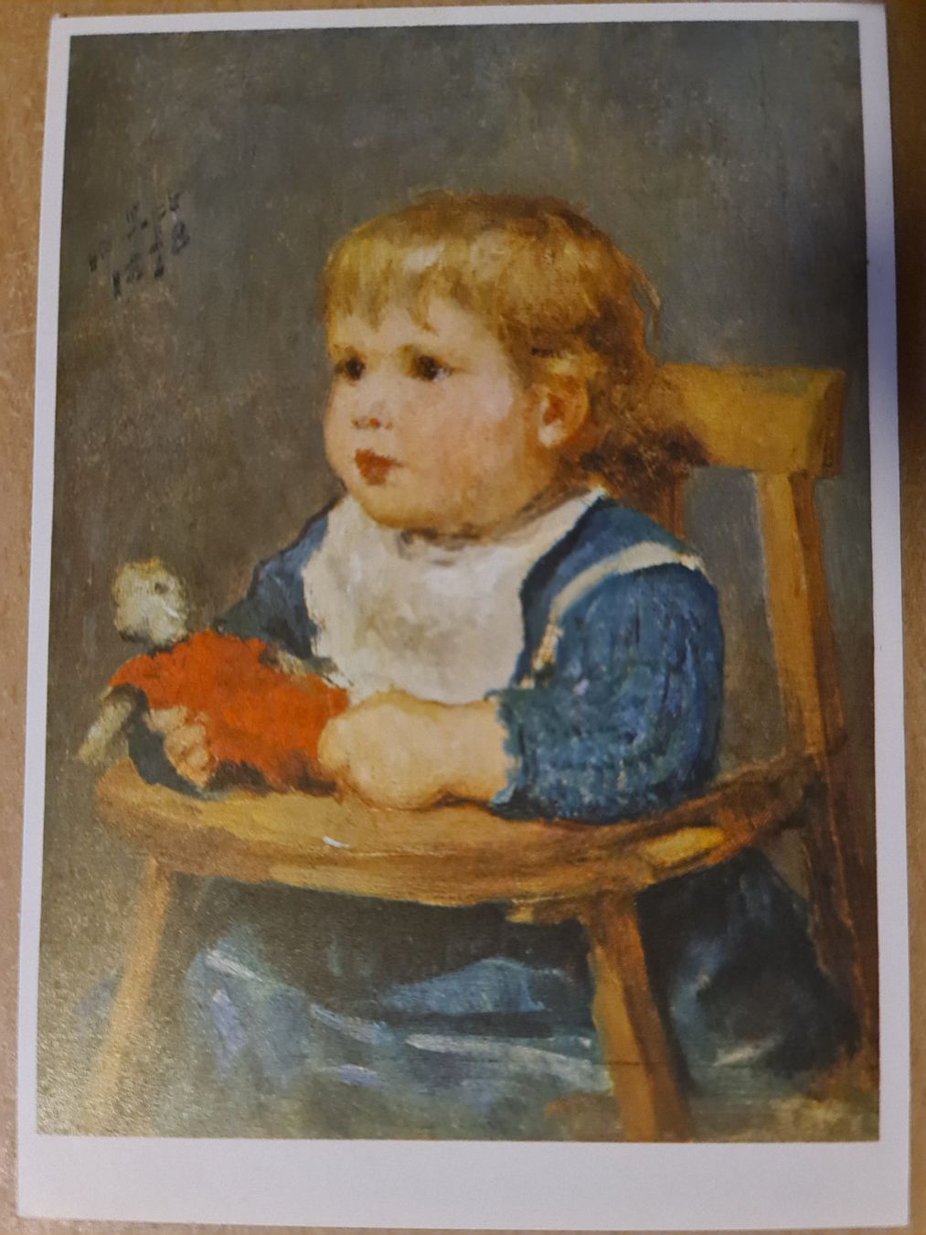 Cartoline postali: Ansichtskarte Albert Anker - Mädchen im Kinderstuhl – Usato da Dintikon venduto da Vexi