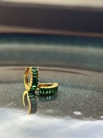 Mini-créoles en argent 925 et zircons verts