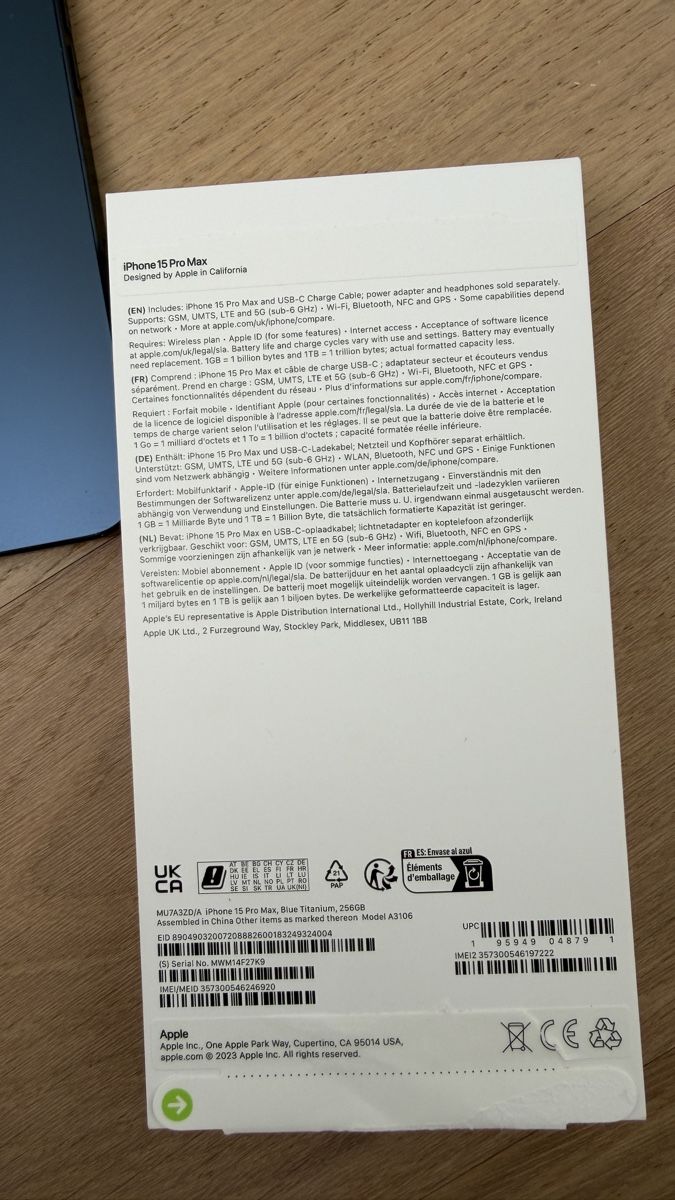 Apple Telefoni cellulari / Smartphones: iPhone 15 Pro Max (256 GB, Blue Titanium) – Nuovo (secondo la descrizione) da Steinhausen venduto da inmumi 2