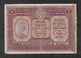 Italien  1  Lira  1918  Cassa Veneta  Gebraucht