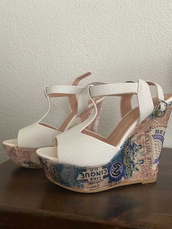 Witte plateau online sandalen