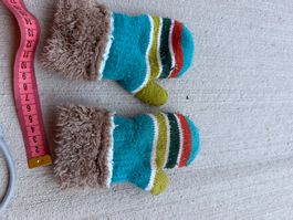 Baby Fäustlinge RB Baby gestreift mit Kunstfell