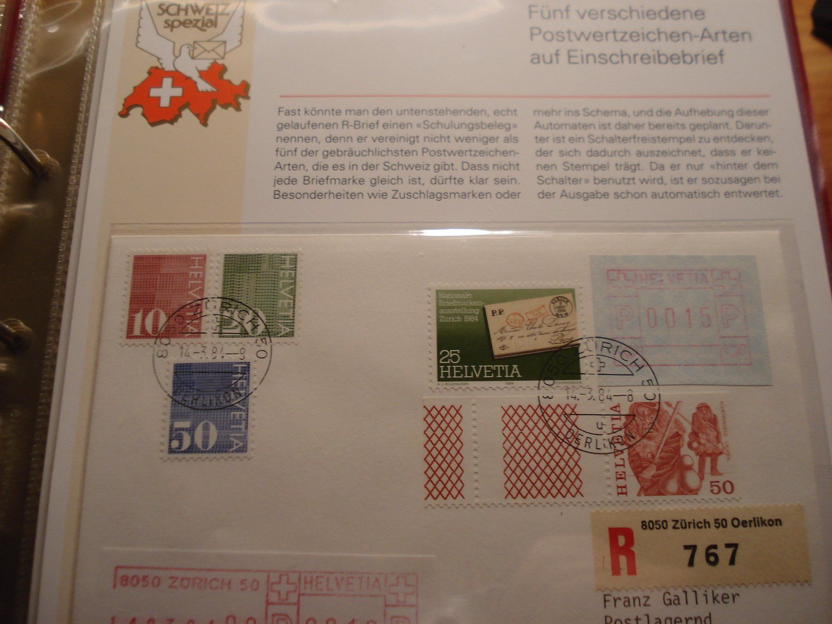 Tutti i francobolli: R-Sonderbrief 1984, 5 Postwertzeichenarten – Usato da Niederwil AG venduto da morostahu 1