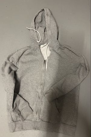 Grauer Hoodie mit Reissverschluss und Kapuze Grösse M