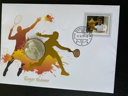 Numis Brief 8.8. 2019 mit 20Fr. silber Münze  ROGER FEDERER