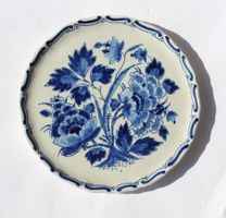 Vintage Royal Delft Holland Wandteller blau weiss Blumen