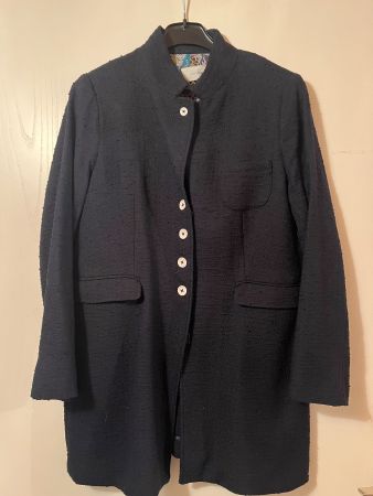 Damen Kurz Mantel dunkelblau Gr M Made in Italy 54% BW