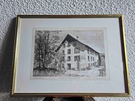Hans Zollinger Radierung "Glattfelden" 34/50 