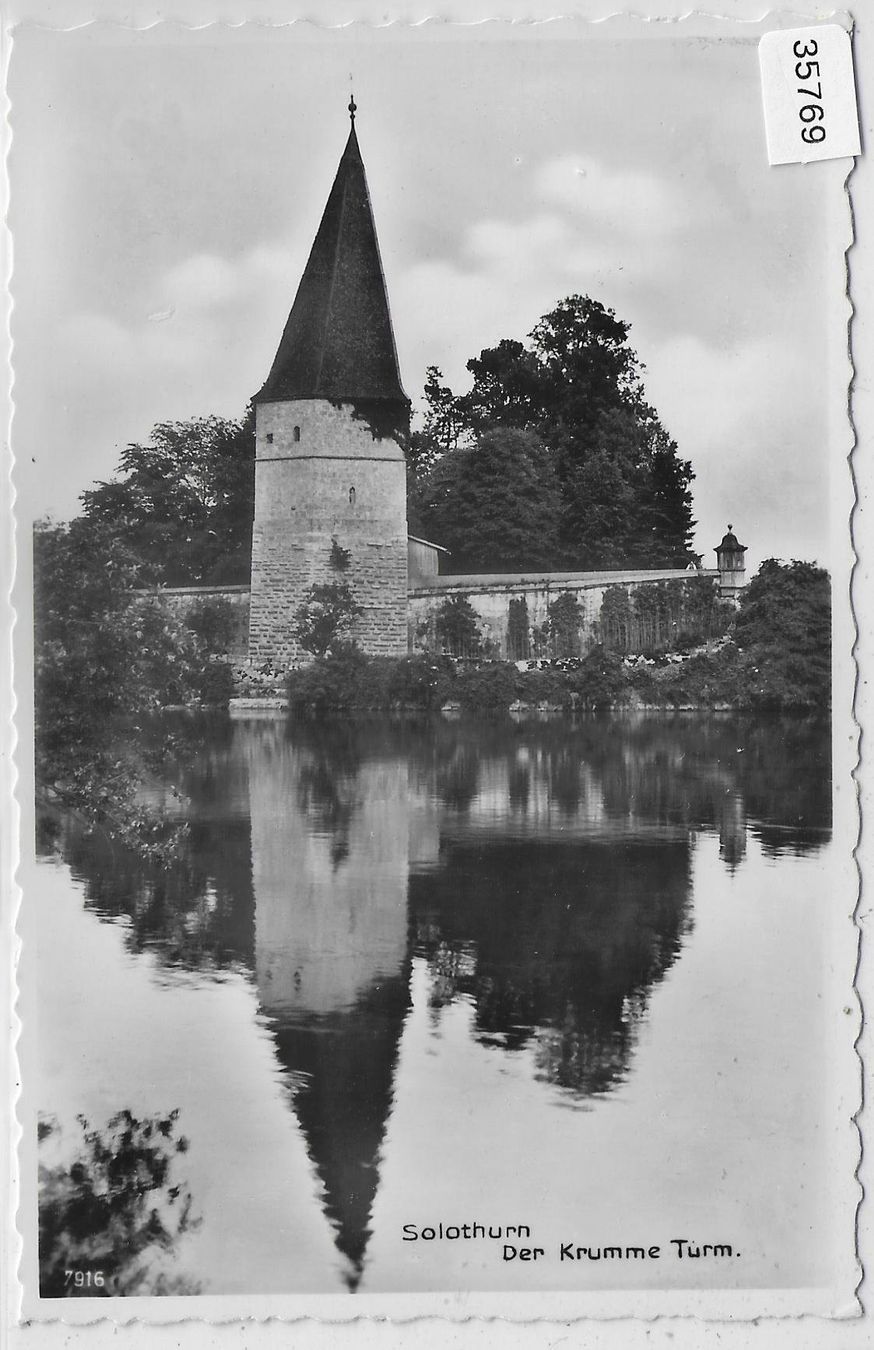 Cartoline postali: Solothurn - Der Krumme Turm - Spiegelbild – Usato da Ettingen venduto da Kartenplanet