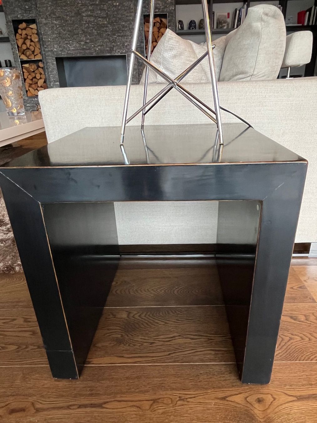 Comodini: 2 Side Tables in Teakholz, schwarz lackiert – Usato da Davos-Platz venduto da 1969Nicole 1