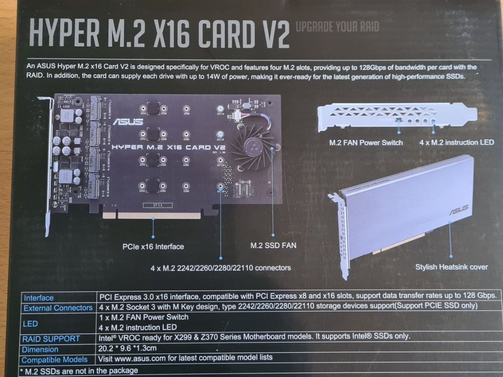 PCI-E Karte für bis zu 4x M.2-SSD | ASUS M.2 X16 CARD V2 (Gebraucht) in ...