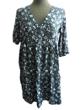 s.Masse Gr. 40 / 42 Tunika - Kleid schwarz weisse Blümli