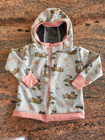 rosa Baby Alpenfleecejacke mit Rehkitz Gr.68, Handemade, neu