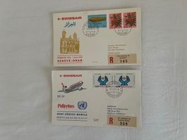 2 SWISSAIR FIRST FLIGHT COVERS   GENF-ZÜRICH-MANILA