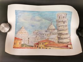 KUNSTDRUCK Der Schiefe Turm von Pisa – Aquarell