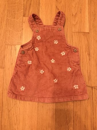 Salopette bébé velours rose fleurs brodées C&A