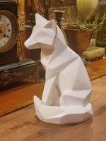 Moderne Skulptur eines Fuchses, weiß 25 cm
