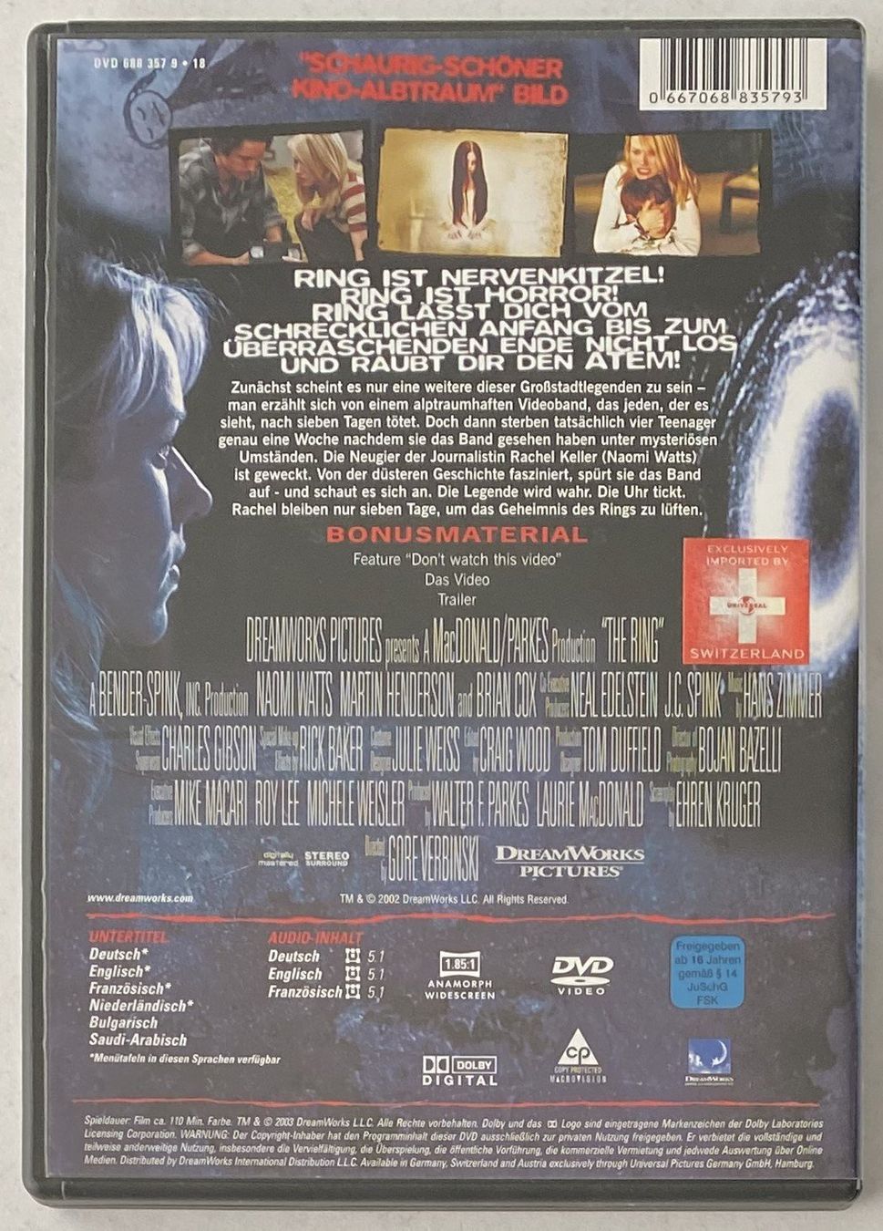 Tous les DVDs: Ring, Bevor du stirbst siehst du den Ring – D'occasion à Flums par Asquillo 1
